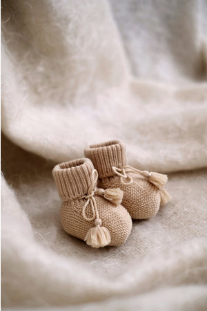 Gentil Coqueliquot Knitted booties - beige