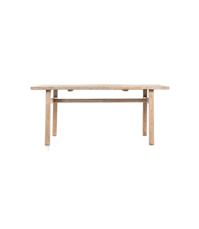 Oude olm tafel met houten poten 2 L185 x H79 x B82 cm • Couleur Locale