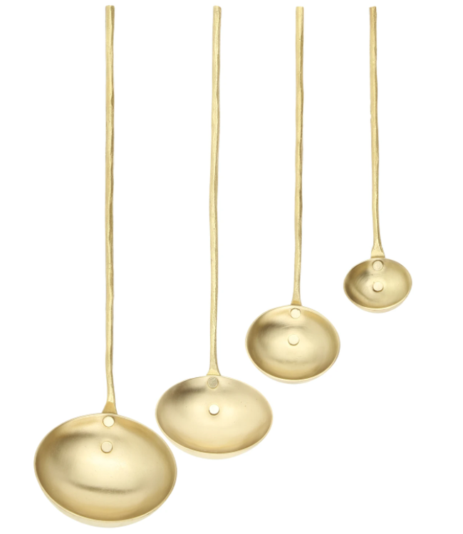 Set van 4 koperen pollepels - goud
