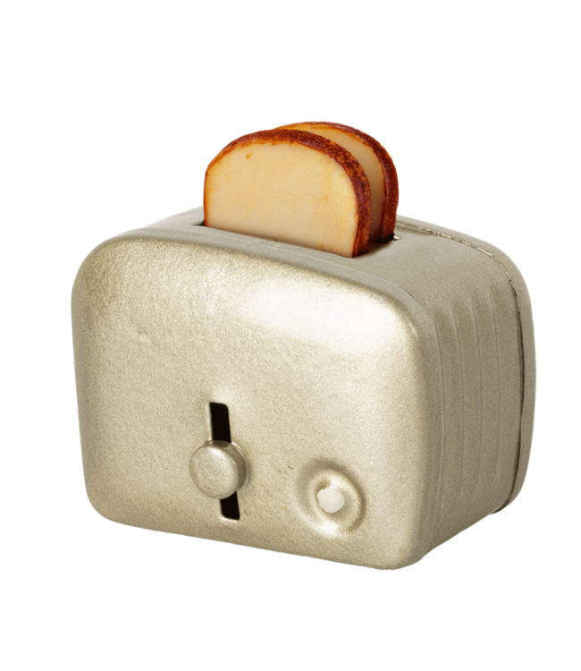 Miniature toaster & bread - silver