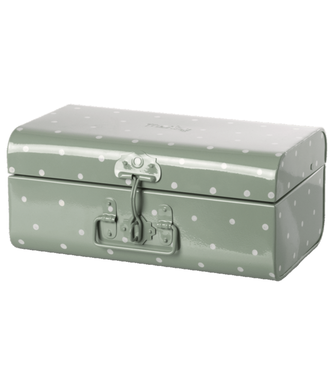 Storage suitcase, small - dusty green w. dots