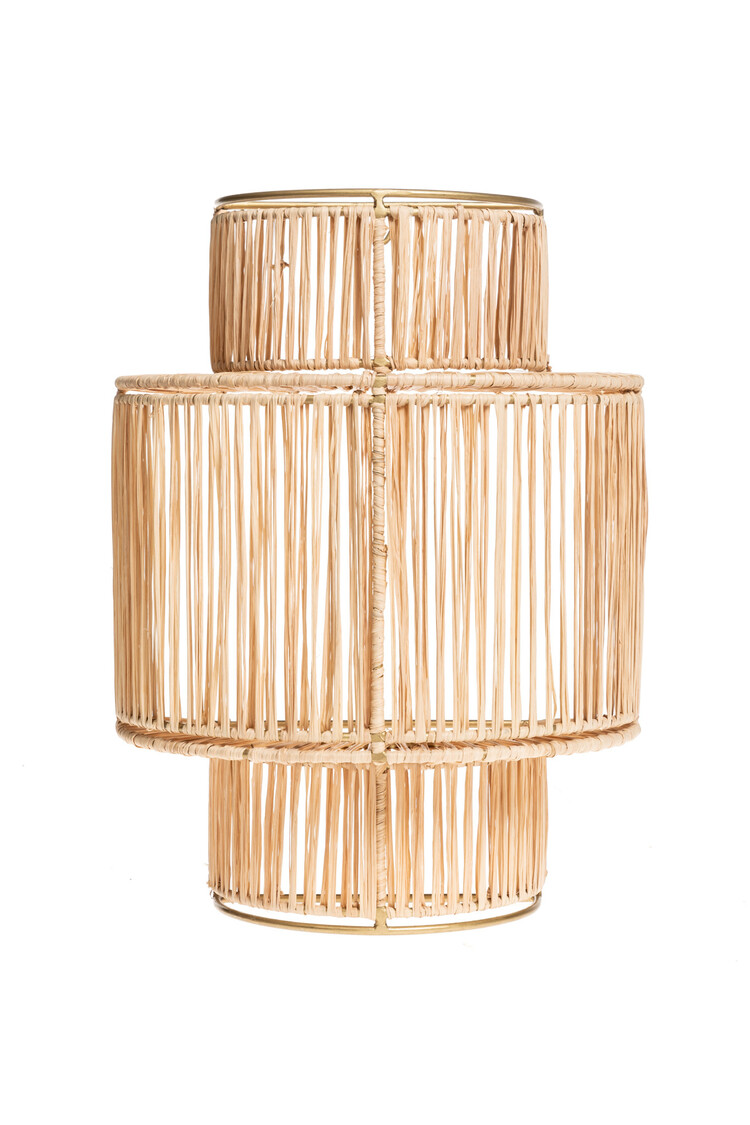 Wall lamp raffia 3-tier