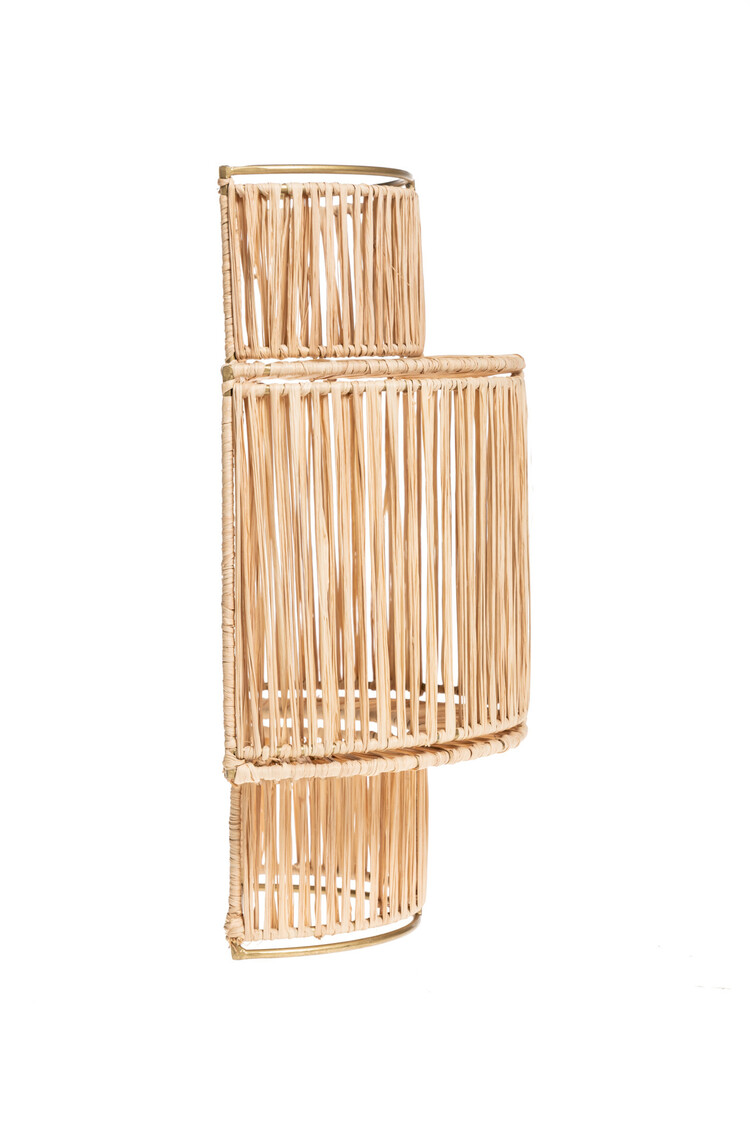 Wall lamp raffia 3-tier