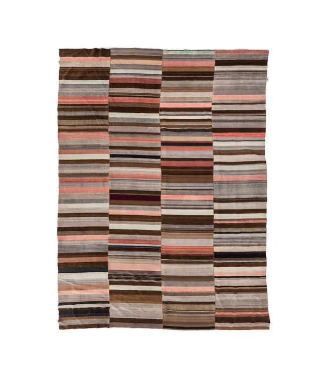 Experiment verder Industrieel Kelim tapijt, bruin/roze - Turkije - 385 x 291cm • Couleur Locale