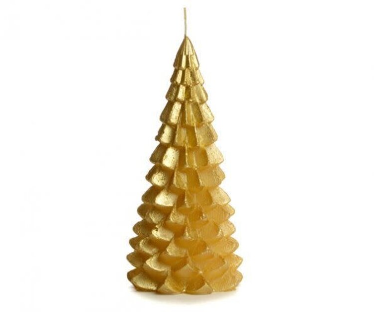 Kaars kerstboom - M - gold silk