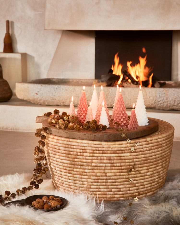 Kaars kerstboom - M - gold silk