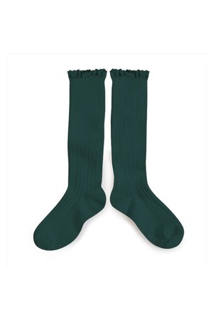 Collégien High ribbed socks with lace - fond marin