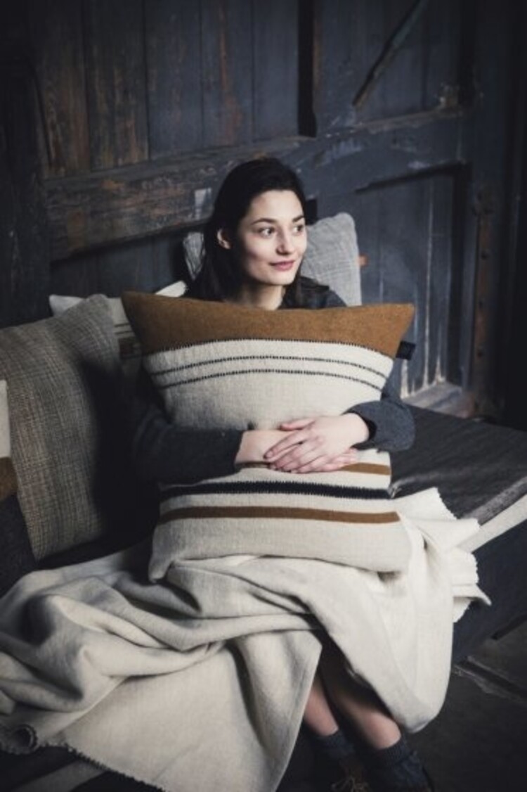 Libeco Foundry deco cushion - beeswax stripe