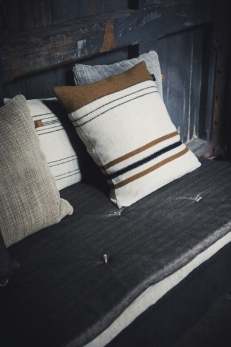 Libeco Foundry deco cushion - beeswax stripe