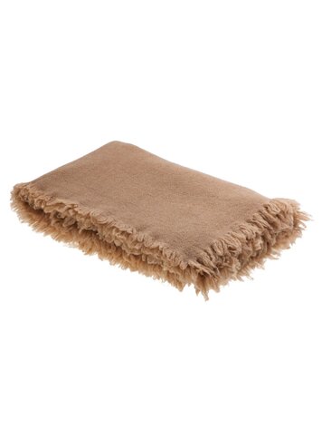 Maison de Vacances Throw vice versa fringed, washed virgin wool - terracotta