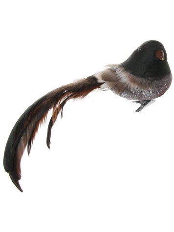 Vogel met clip - grijs/bruin