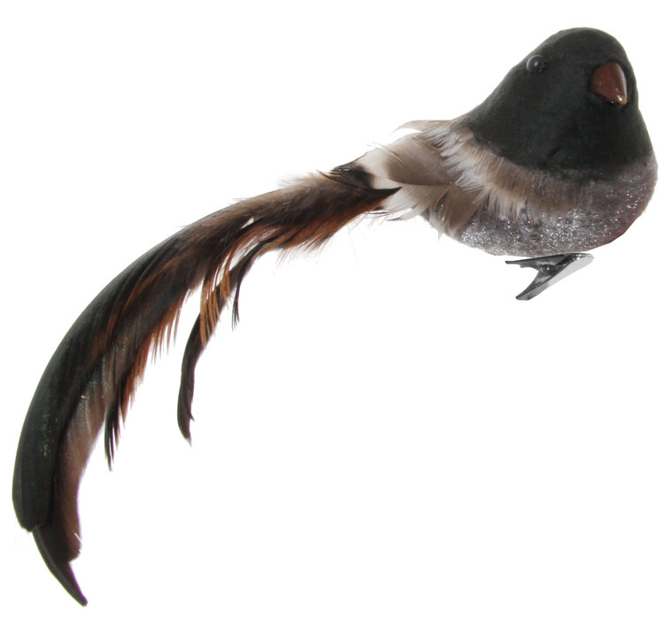 Vogel met clip - grijs/bruin