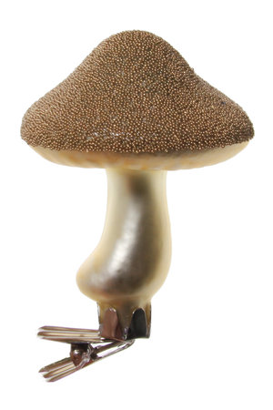 Glass mushroom with clip - mat gold