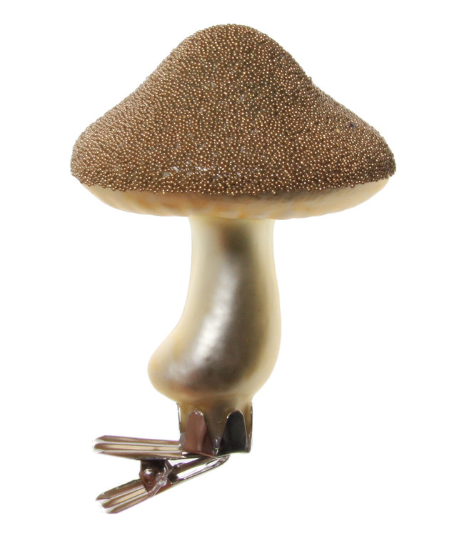 Glass mushroom with clip - mat gold