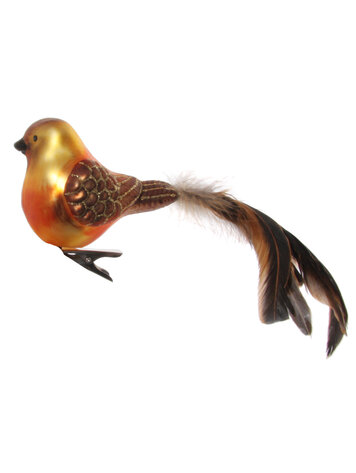 Glazen vogel - oranje/bruin