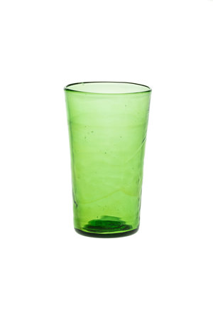 Mouth blown high conical glass - green