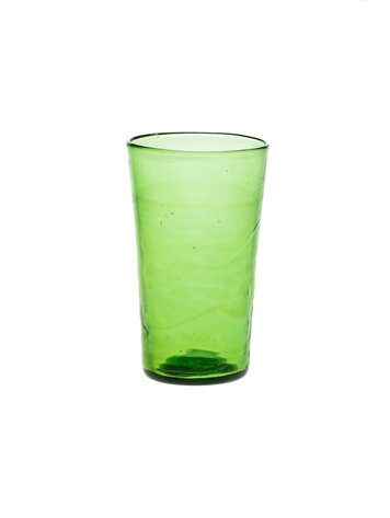 Mondgeblazen groot conisch glas - groen