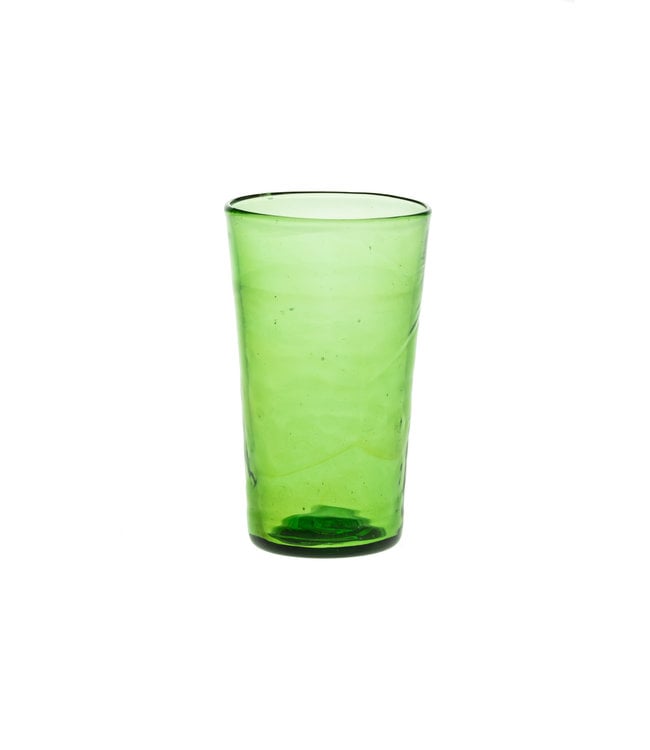 Mondgeblazen groot conisch glas - groen