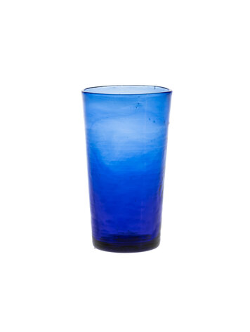 Mondgeblazen groot conisch glas - blue