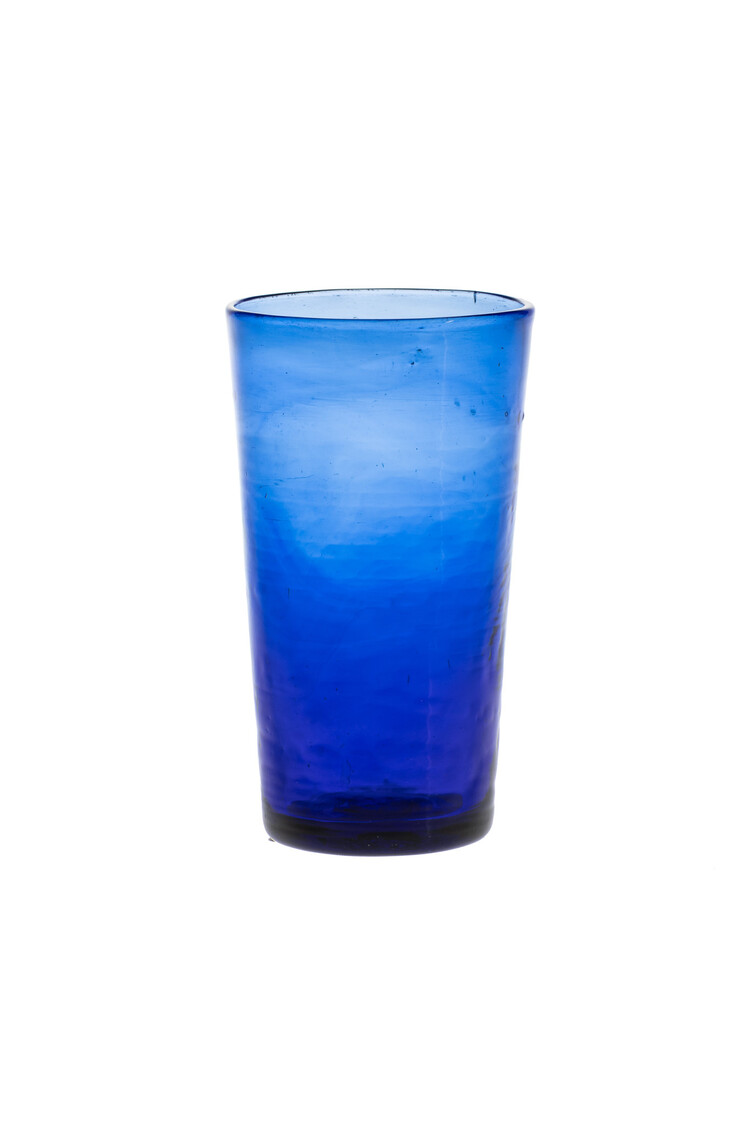 Mondgeblazen groot conisch glas - blue