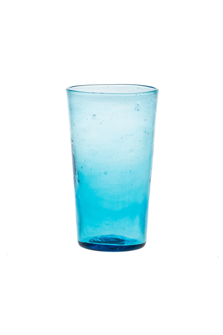 Mondgeblazen groot conisch glas - turquoise