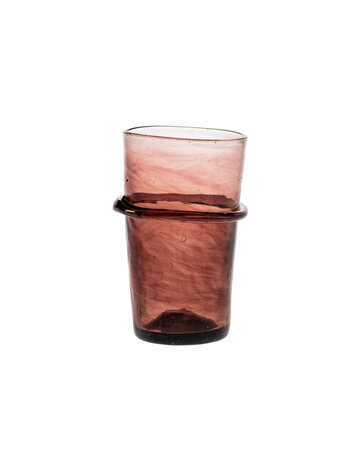 Mouth blown ringed glass - bordeaux