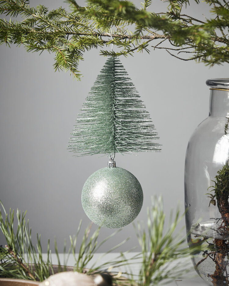 Ornament tree & bell -  dusty green