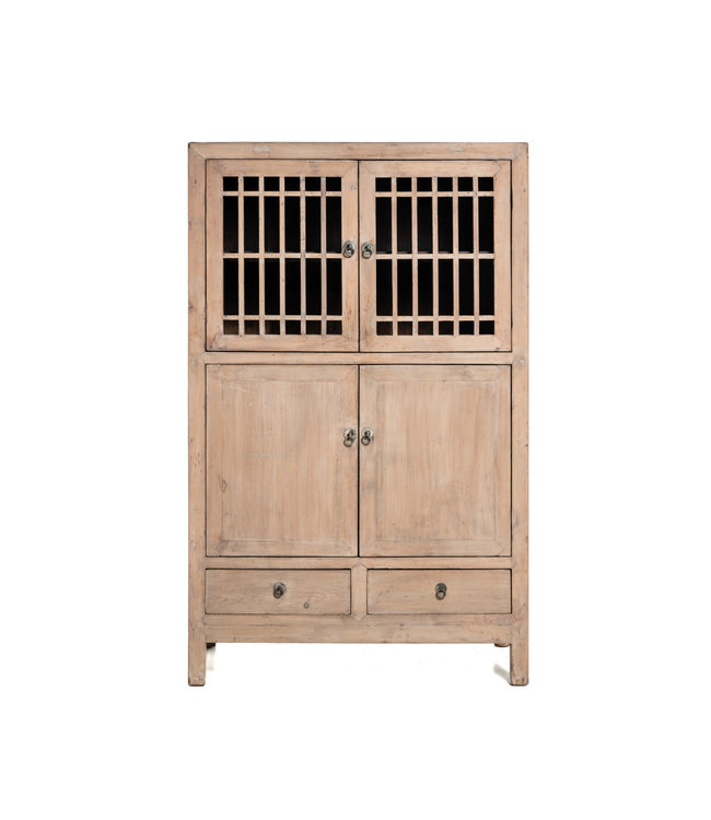 Cupboard elm wood with 4 doors and 2 drawers