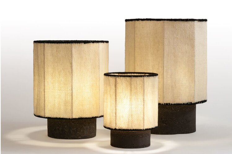 Maison de Vacances Lamp Kalé Osh zandsteen argile noir / wol écru & noir - M