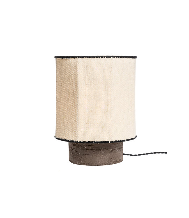 Lamp Kalé Osh sandstone argile noir / wool écru & noir - S