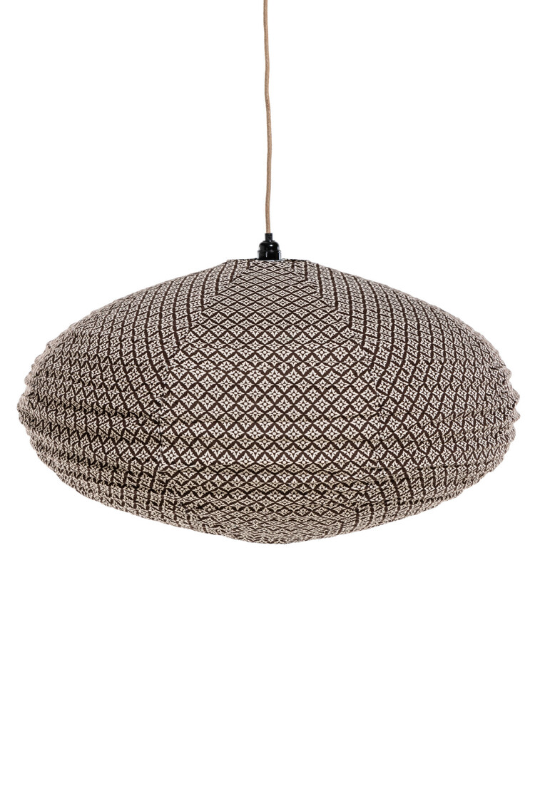 Lampion lamp cotton oval - brown pattern