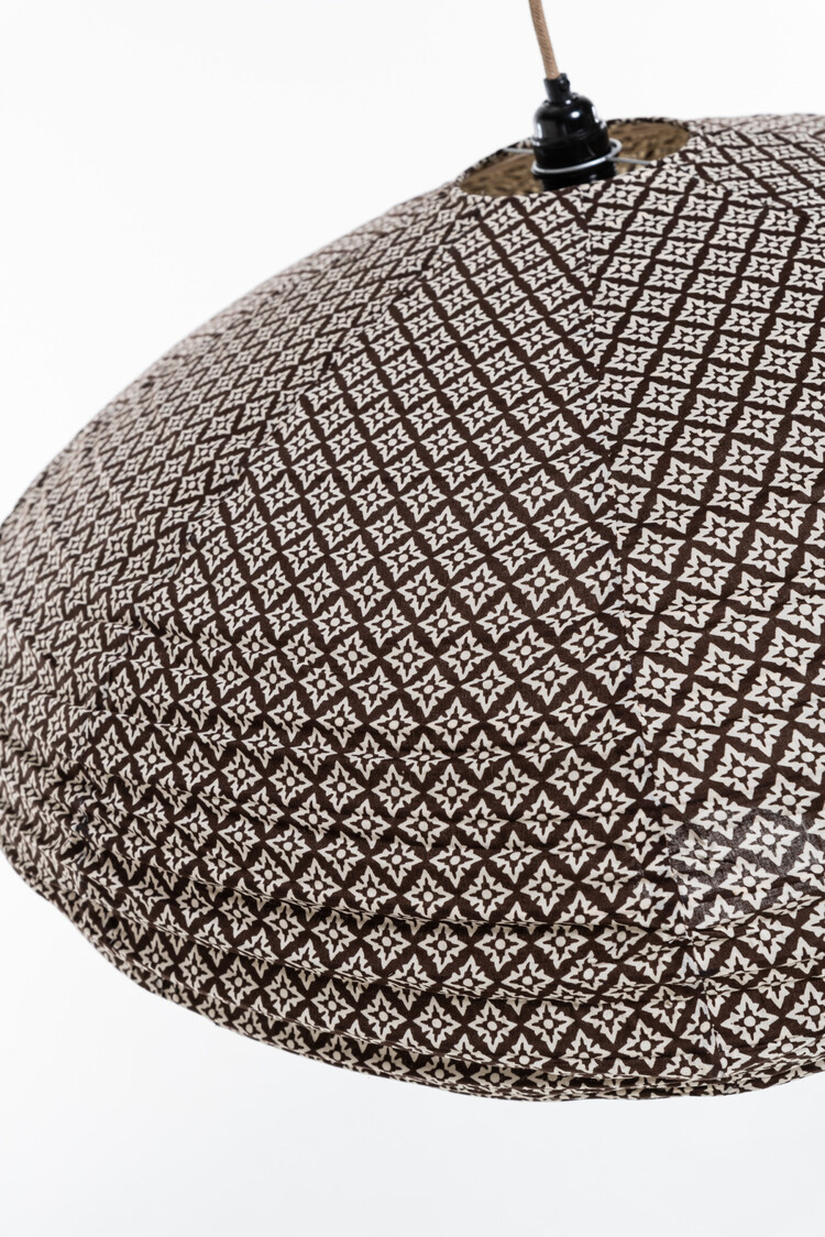 Lampion lamp cotton oval - brown pattern