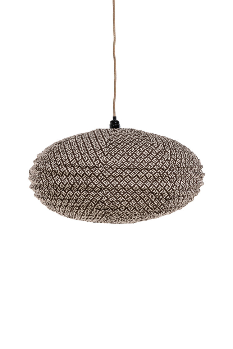 Lampion lamp cotton oval - brown pattern