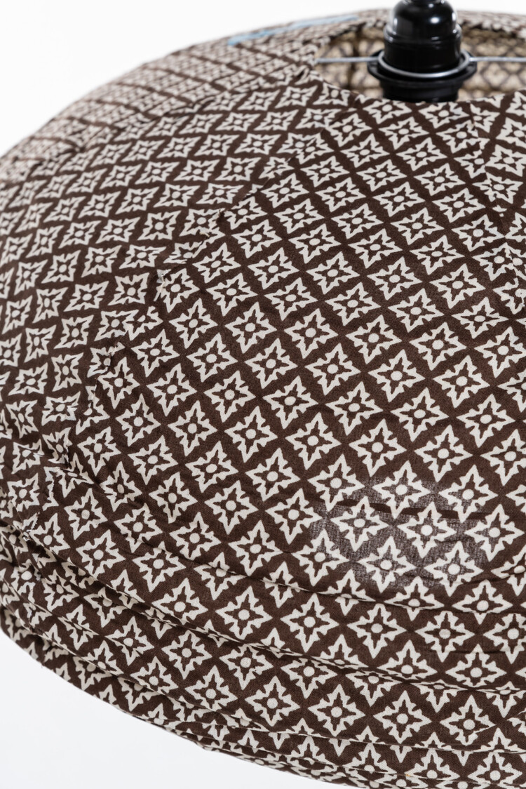 Lampion lamp cotton oval - brown pattern