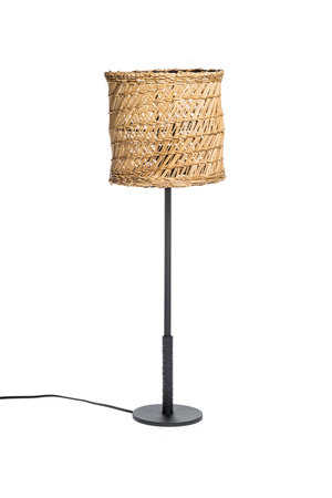 Table lamp with wicker lampshade
