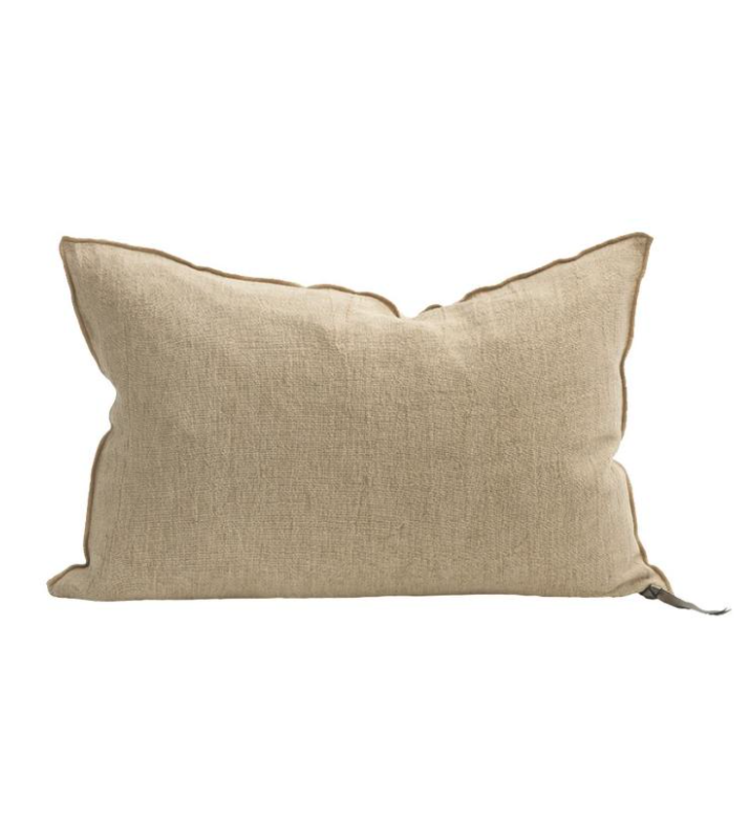 Maison de Vacances Cushion vice versa, washed linen crepon - orgeat