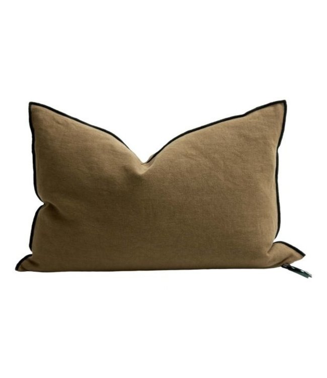 Maison de Vacances Cushion vice versa black line, stone washed linen - bronze