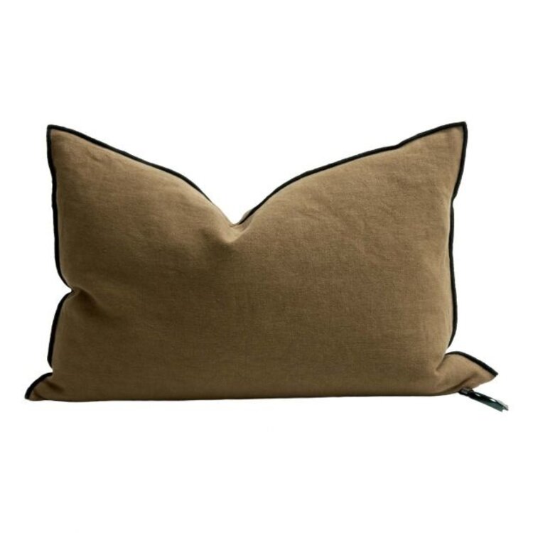Maison de Vacances Cushion vice versa black line, stone washed linen - bronze