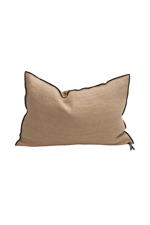 Maison de Vacances Cushion vice versa black line, stone washed linen - sable