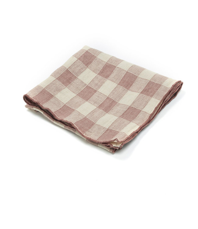 Keukenhanddoek bourdon, toile vintage vichy - bois de rose/bourdon bois de rose