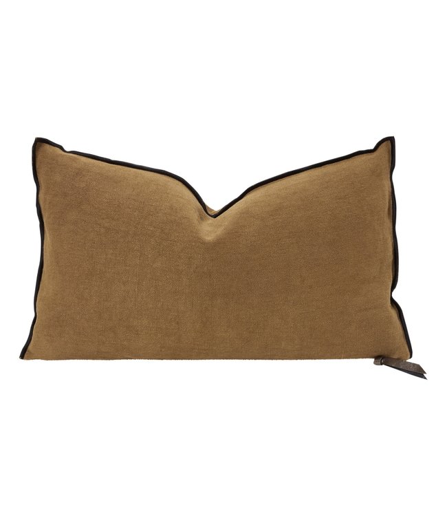 Maison de Vacances Cushion vice versa, stone washed linen - havane