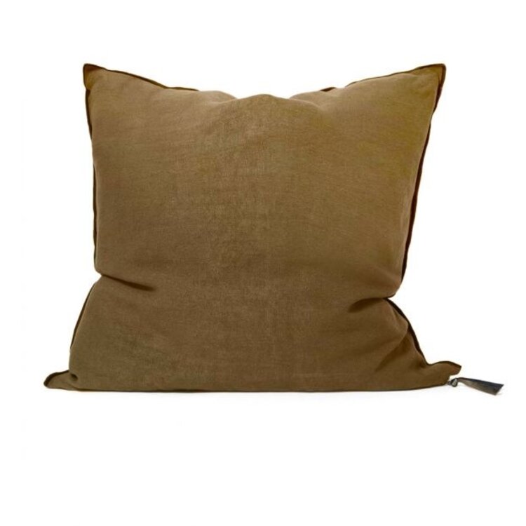 Maison de Vacances Cushion vice versa black line, stone washed linen - bronze