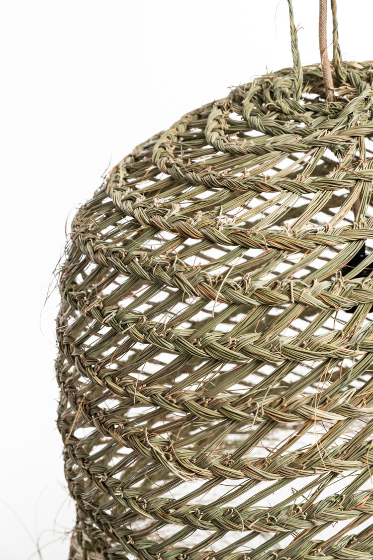 Hanglamp zeegras met franjes 'pot geant'