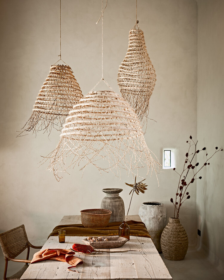 Suspension lamp date palm with frills 'half-moon'