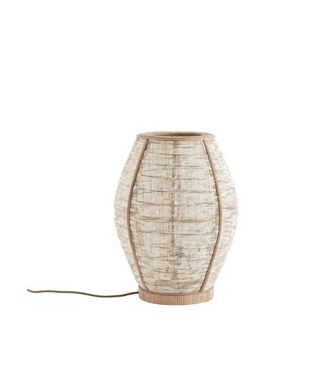 Bamboe tafellamp met linnen