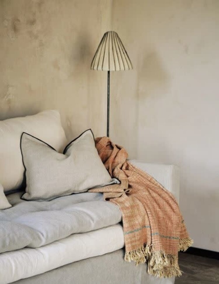 Caravane Vloerlamp Ella-Baco met gestreepte lampenkap