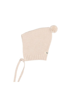 Buho Newborn knit pom pom hat - cream pink