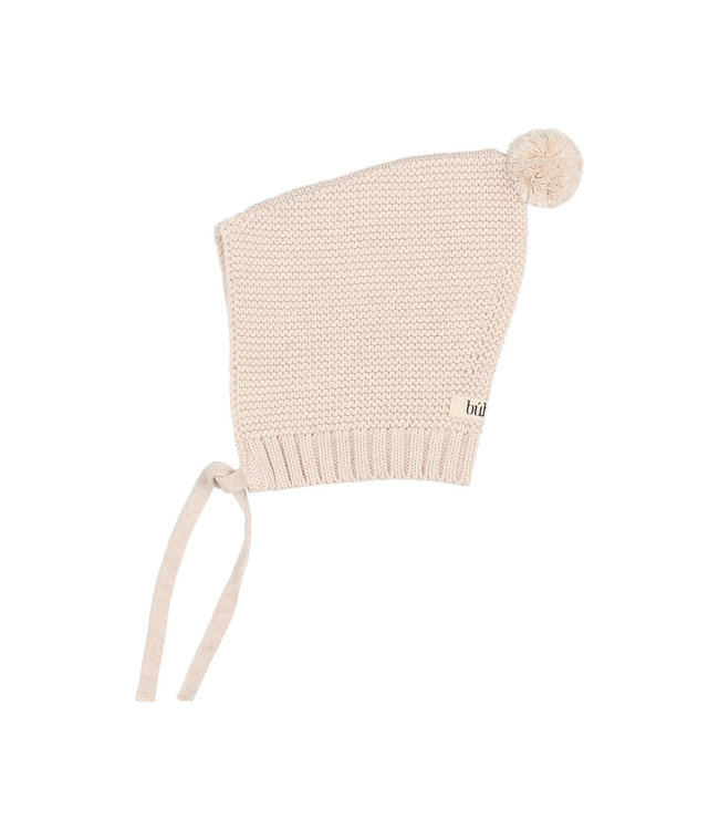 Newborn knit pom pom hat - cream pink