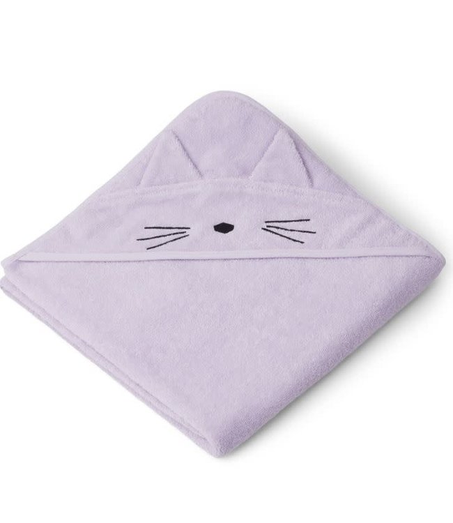 Augusta hooded towel - cat light lavender
