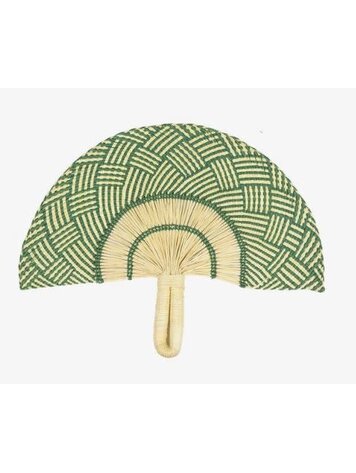 Guanabana handmade Handwoven fan - green  & beige